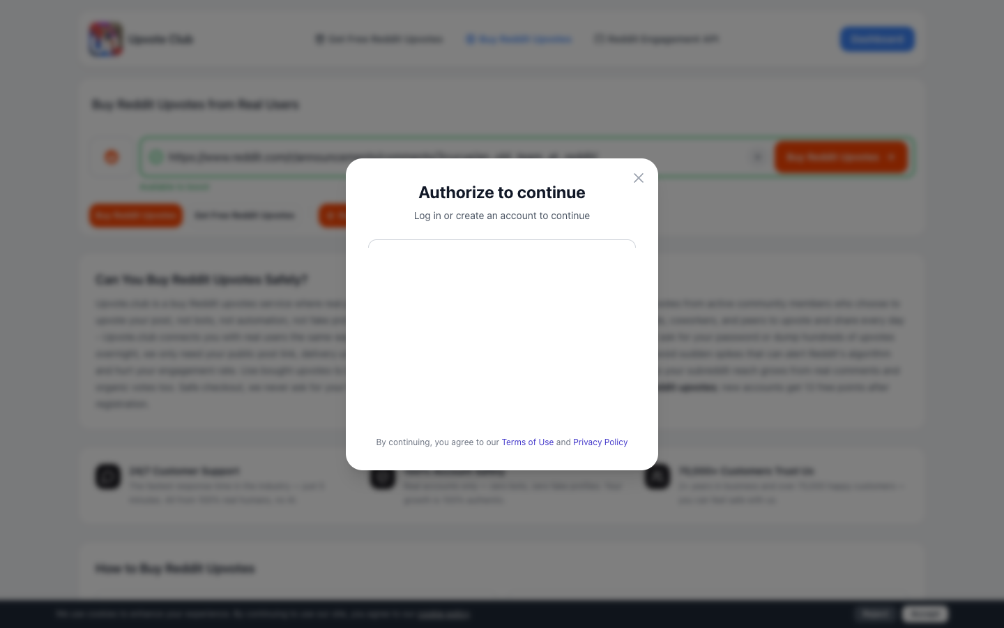 Step 2: Create Upvote.club account with Google or Apple