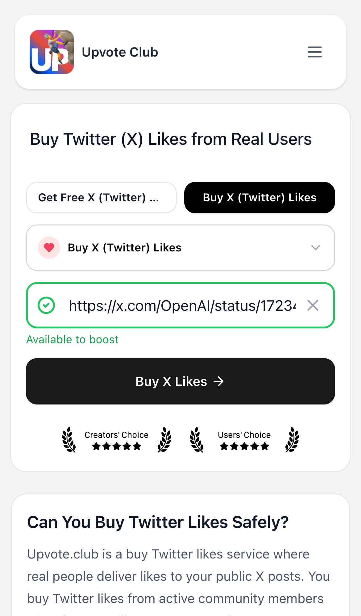Step 2: Create your account on Upvote.club