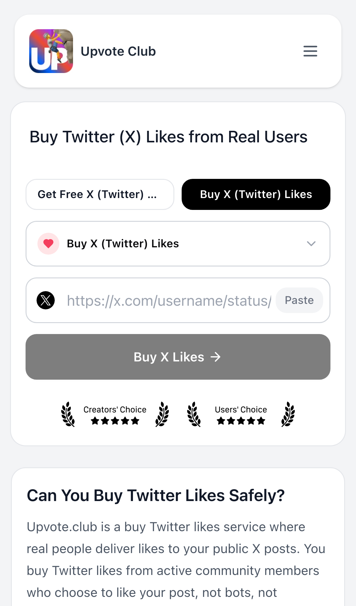 Step 1: Paste your Twitter post link on Upvote.club