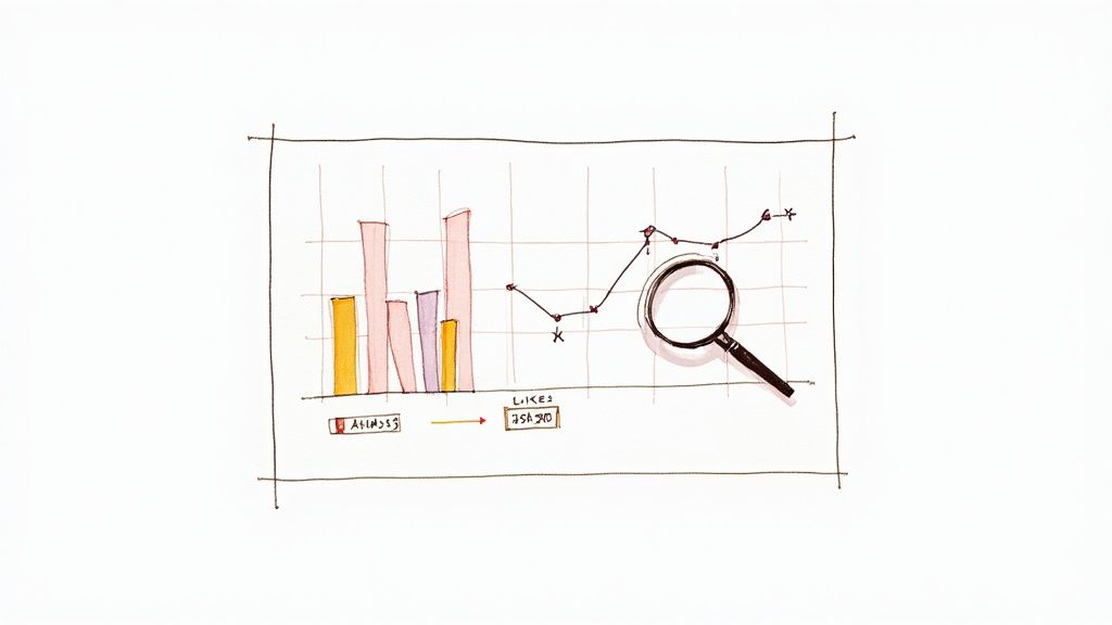A digital dashboard showing various charts and graphs, representing social media analytics and performance metrics.